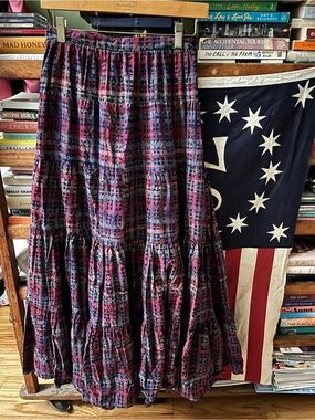 Vtg Neiman Marcus Tiered Ruffle Maxi Skirt Sz 6 Multicolor Western Boho Hippie